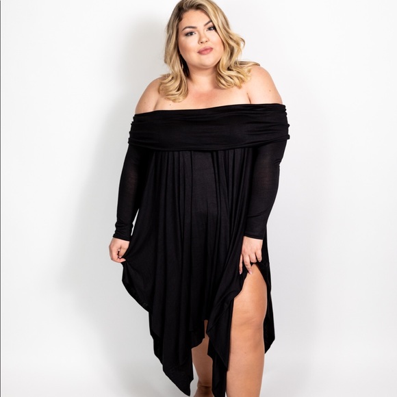 Elara Luna Dresses & Skirts - Plus Size Asymmetrical Off The Shoulder Dress